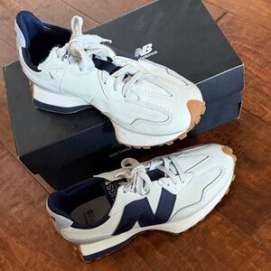 New Balance White and Navy Athletic Shoes